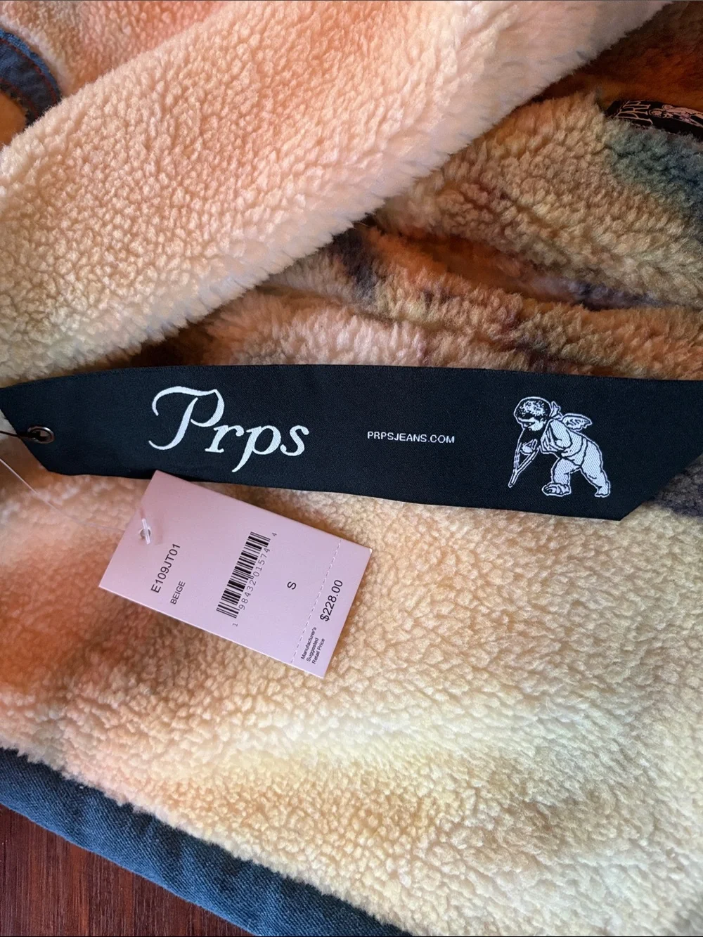 PRPS Peach and Blue Fleece Jacket with Script Logo